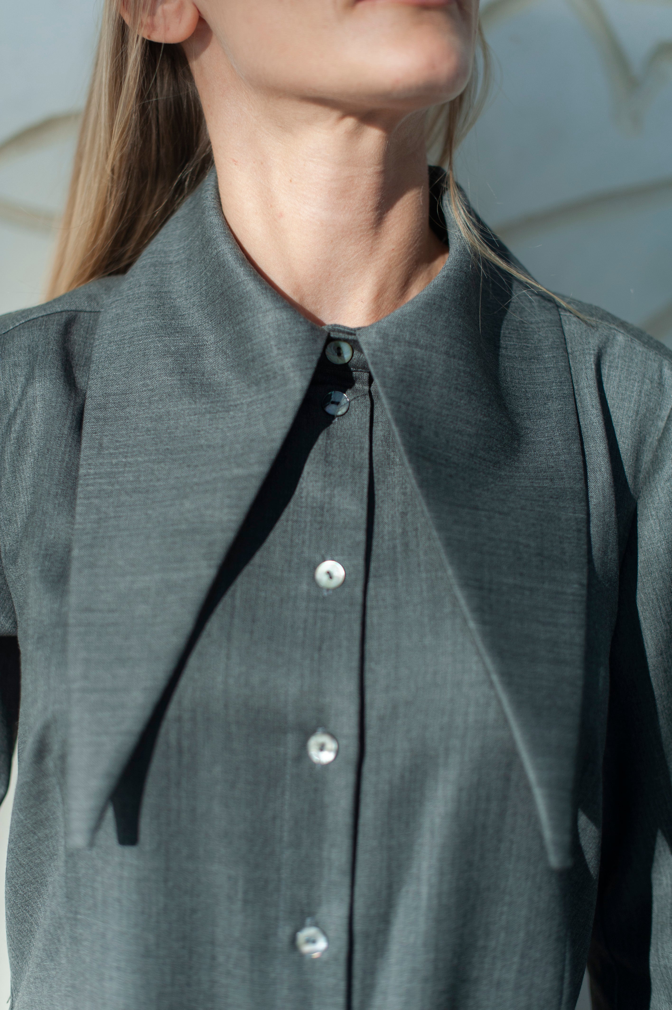 maxi merino wool dress in grey