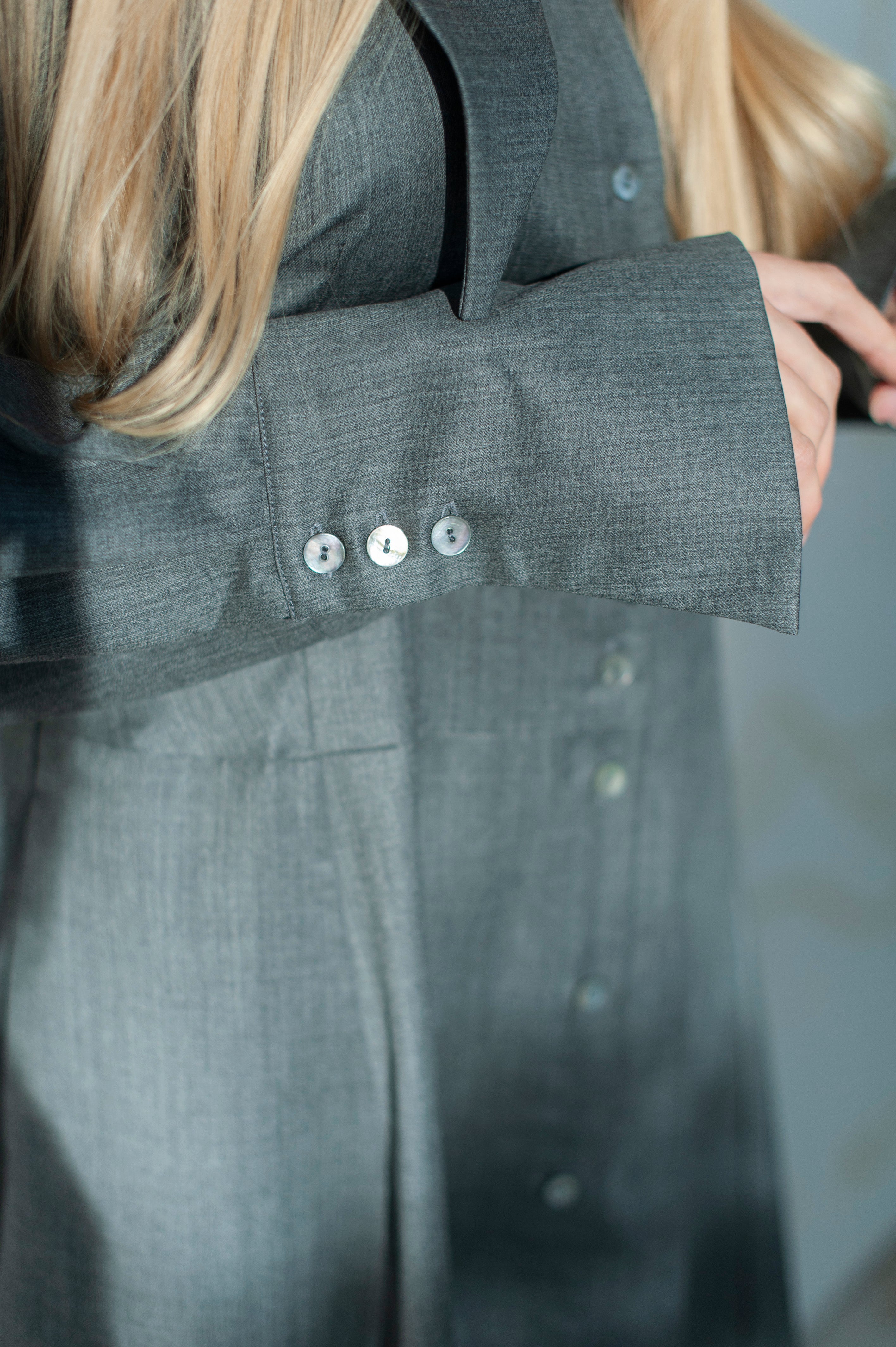 maxi merino wool dress in grey