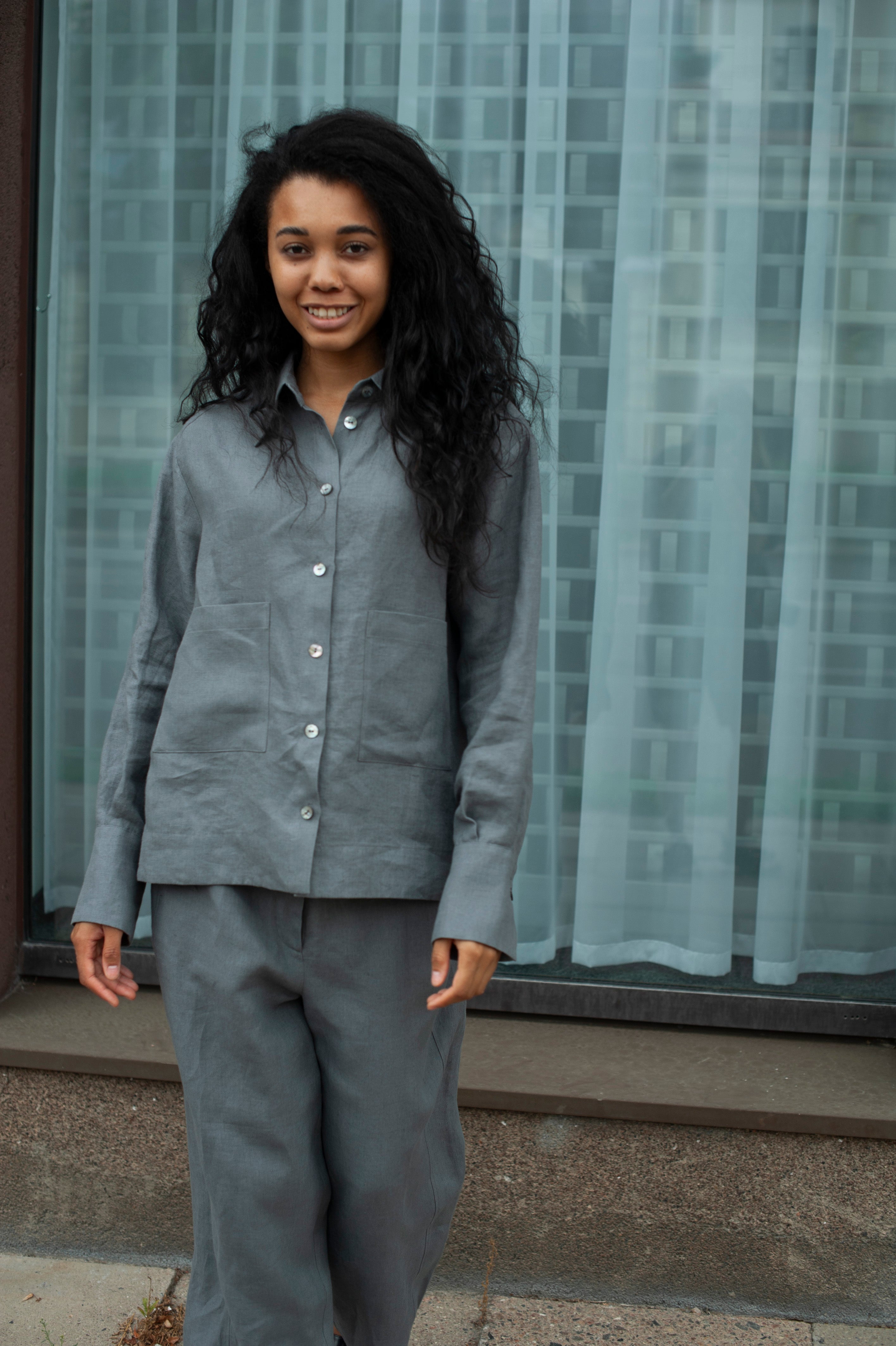 Women's Relaxed Fit workwear style Linen 2 pieces summer suit: Blazer and pants