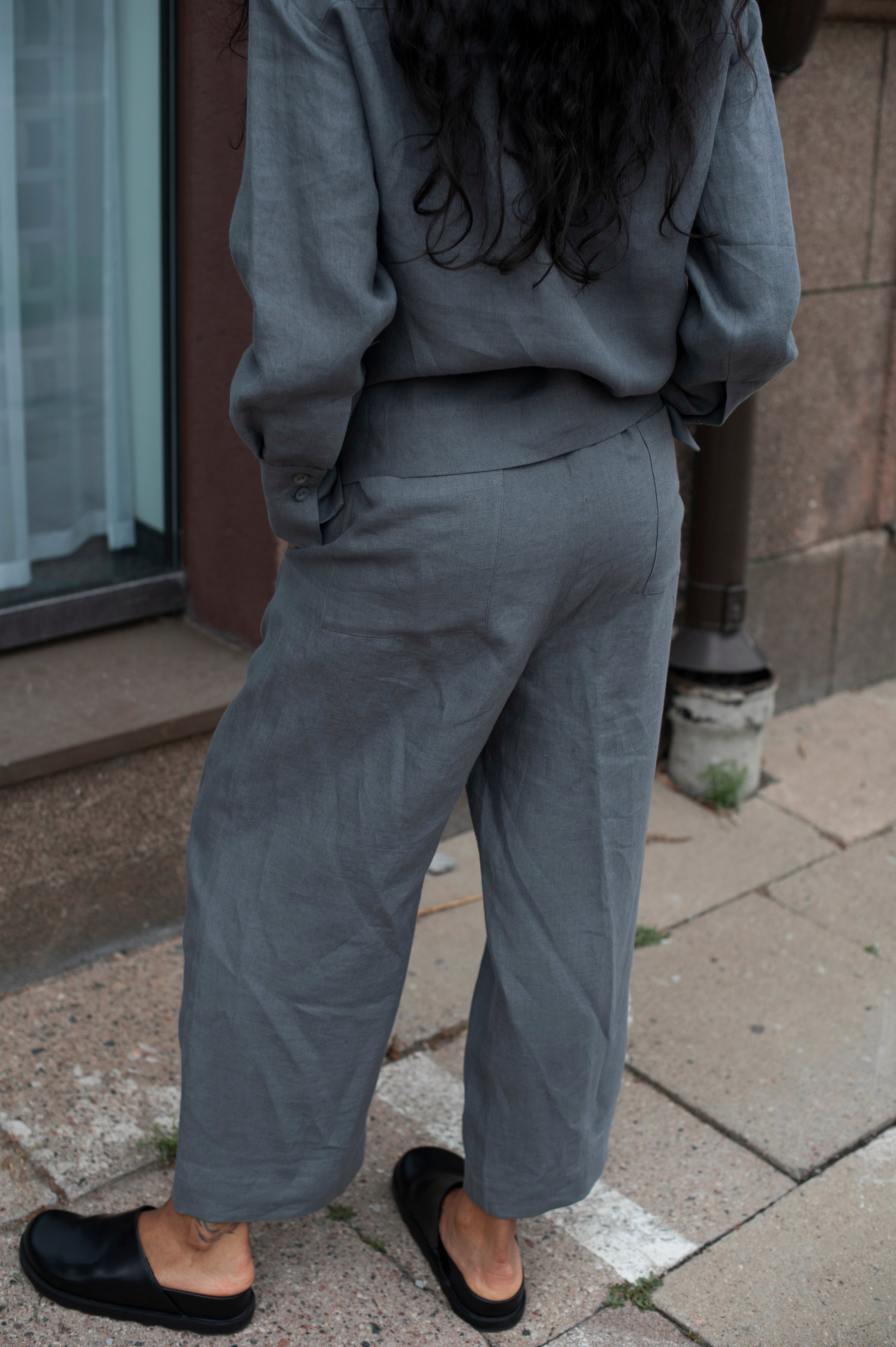 Women's Relaxed Fit workwear style Linen 2 pieces summer suit: Blazer and pants