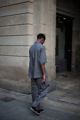 Boxy linen shirt with a back pleat. Loungewear for men.
