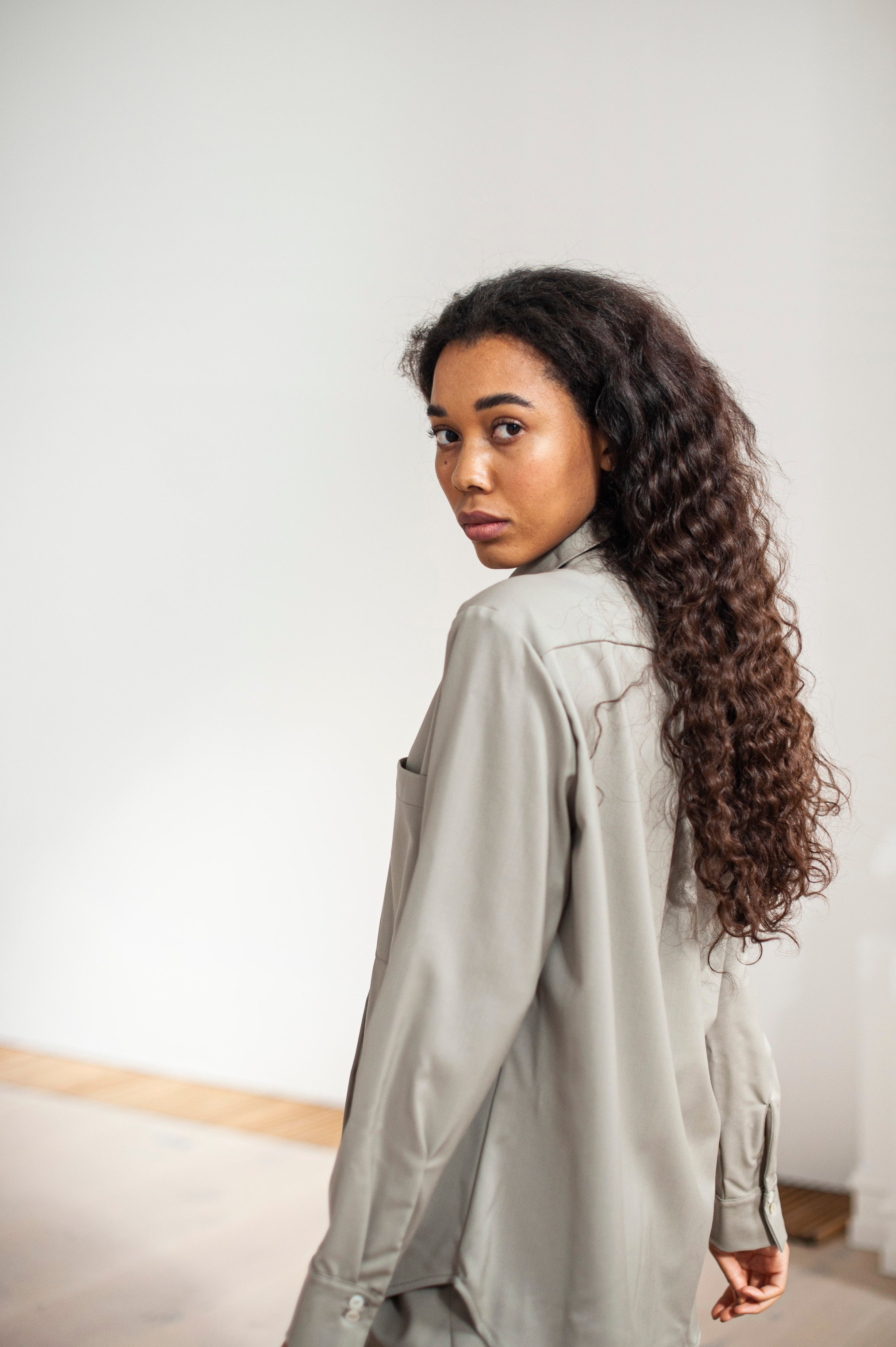Long-sleeve wool shirt for women. Beautiful must-have for everyday and work.