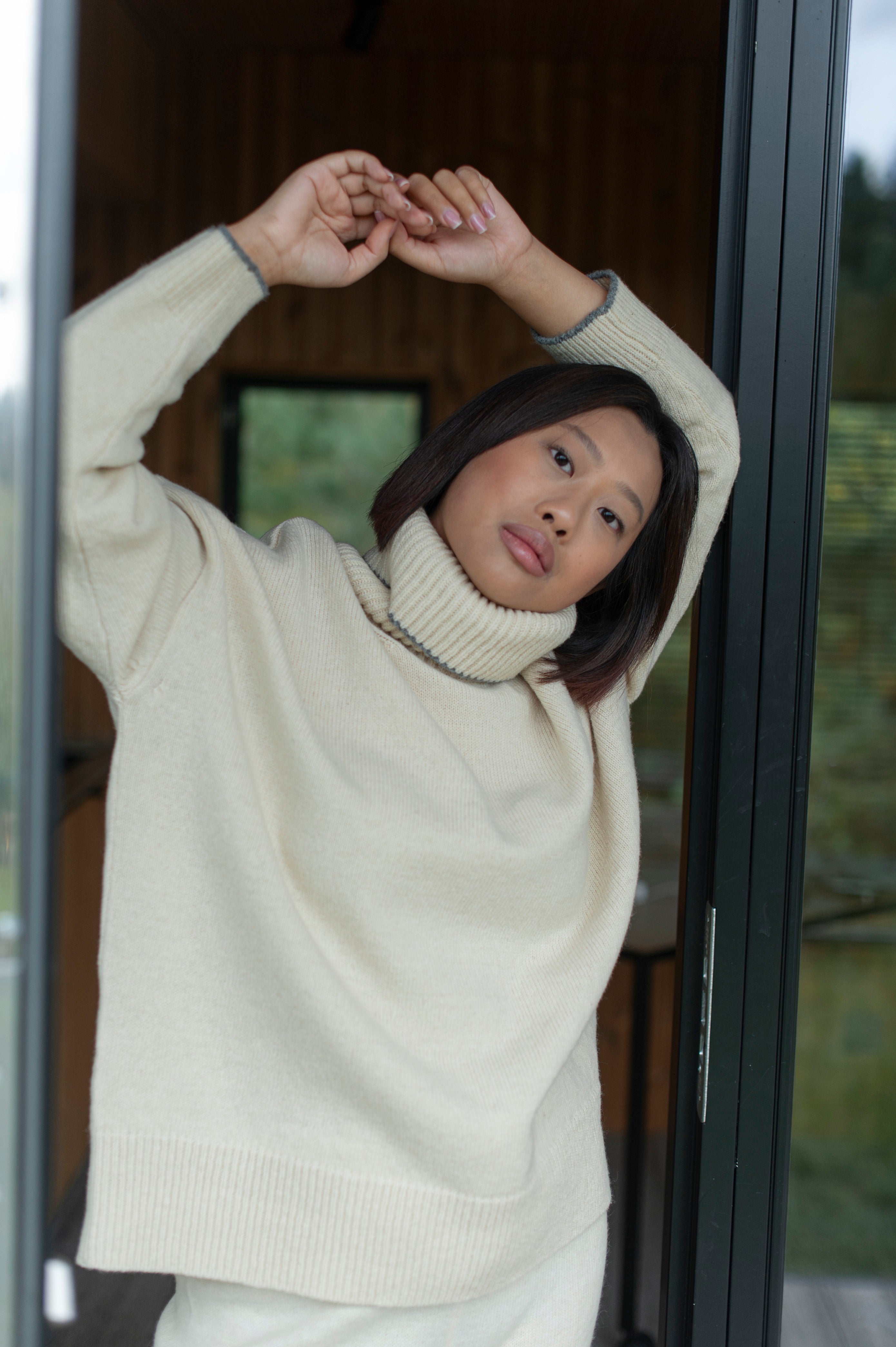 Merino wool relax fit knitted turtleneck unisex jumper