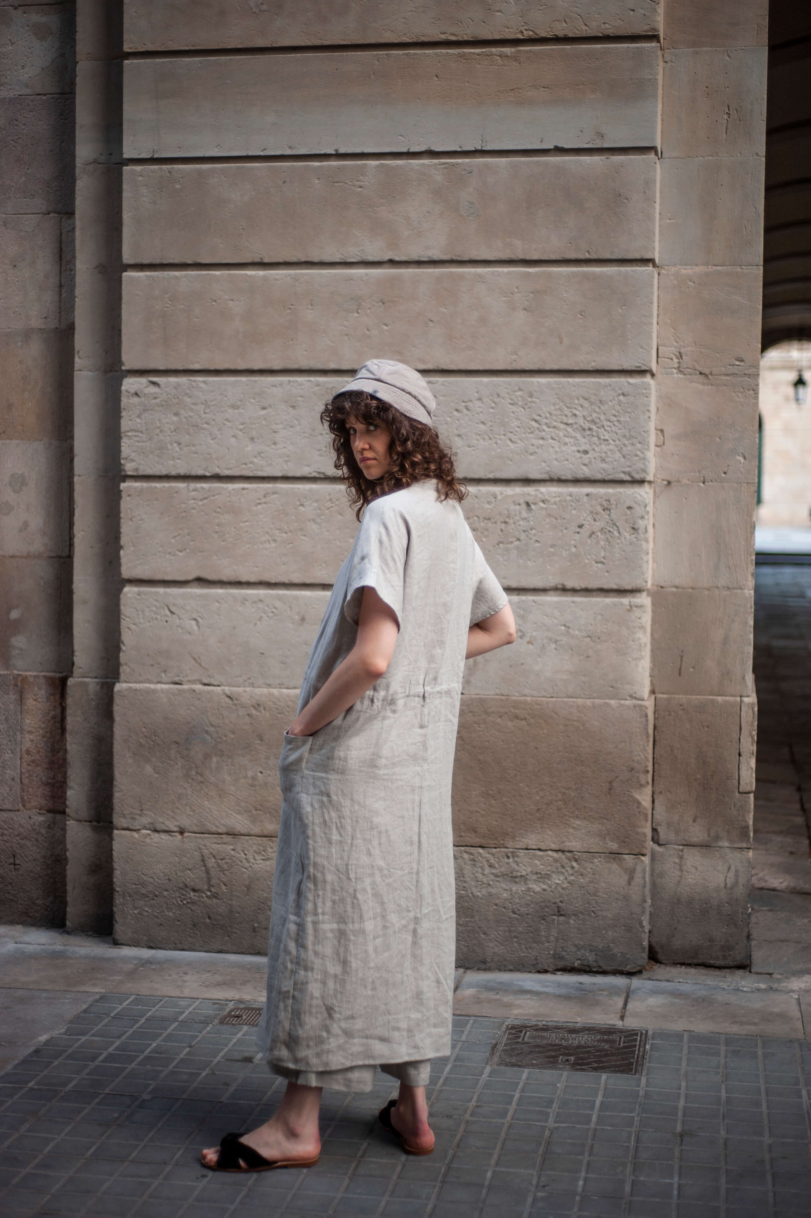 Kimono sleeve maxi linen dress AKIRA