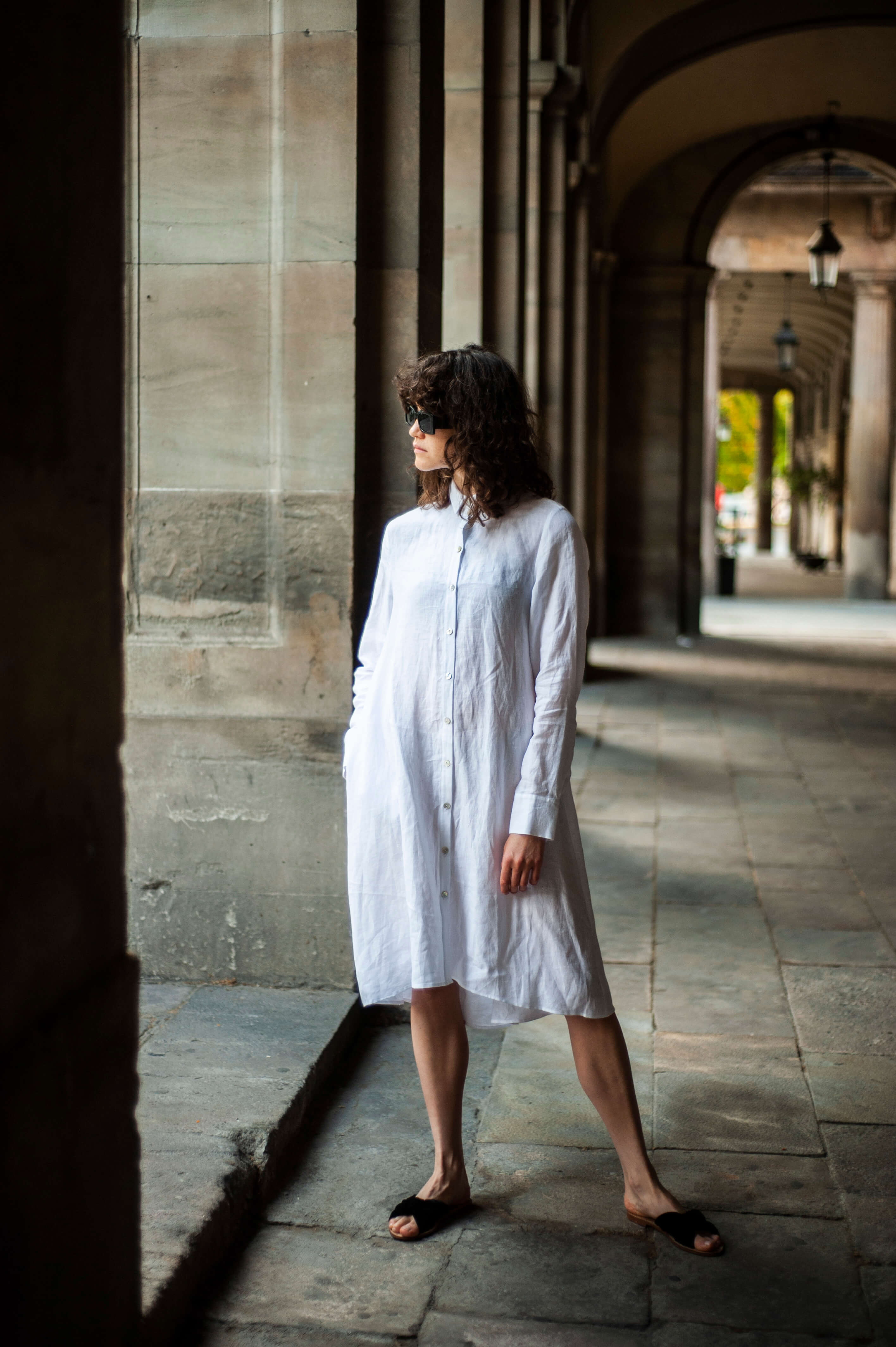 White linen shirt dress DOLLY