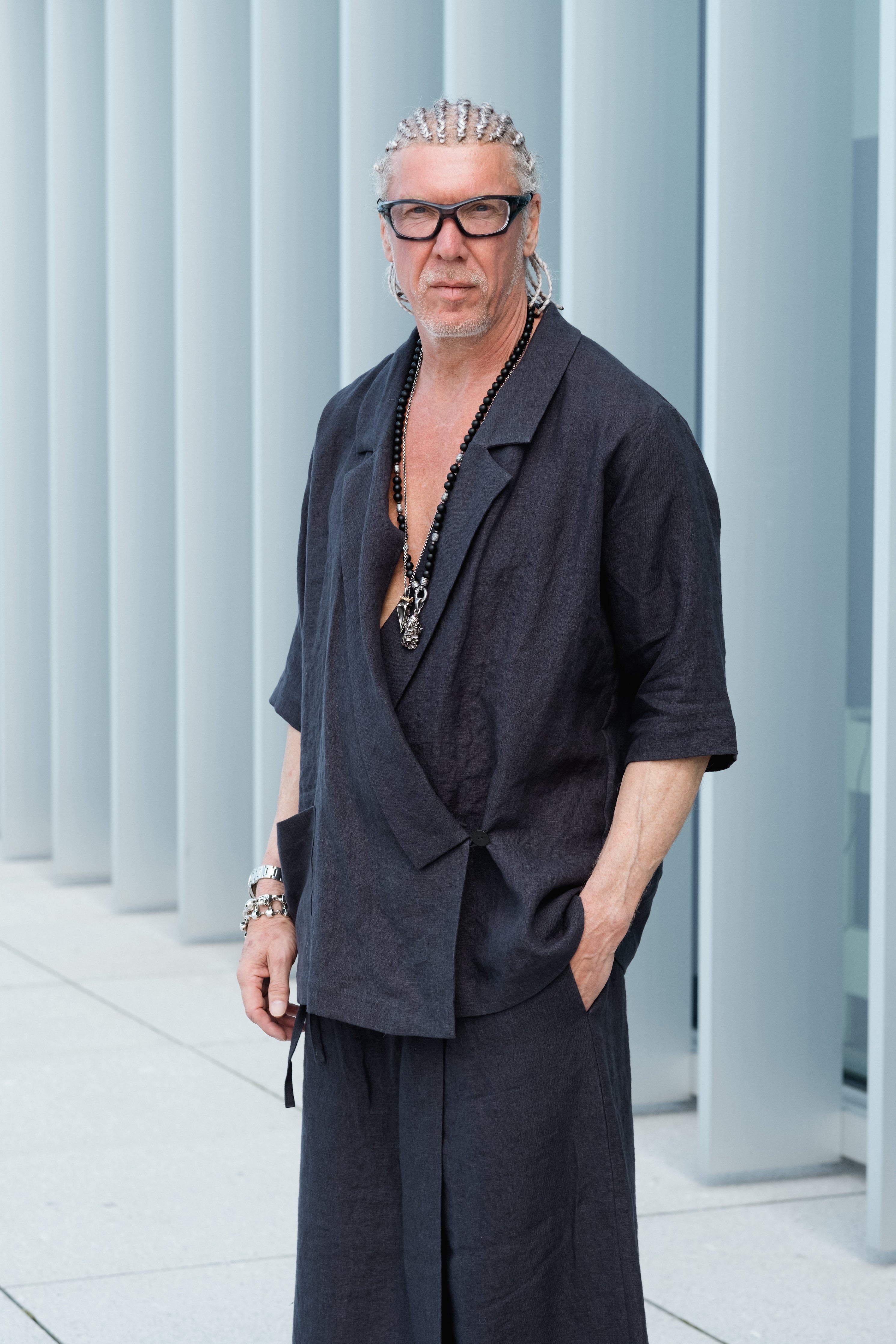 Men's kimono, haori style linen blazer