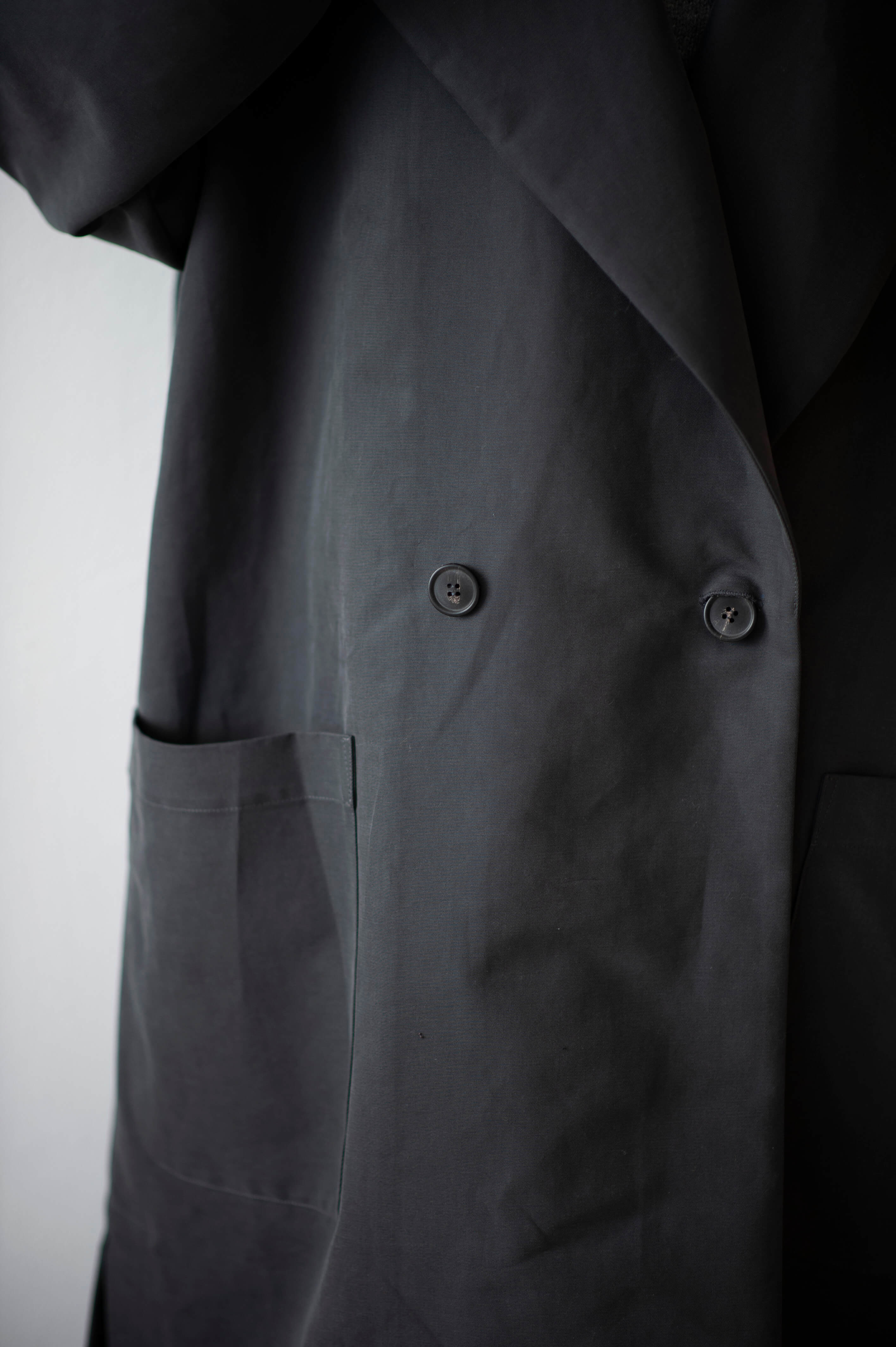 Dark grey heavy cotton long trench coat