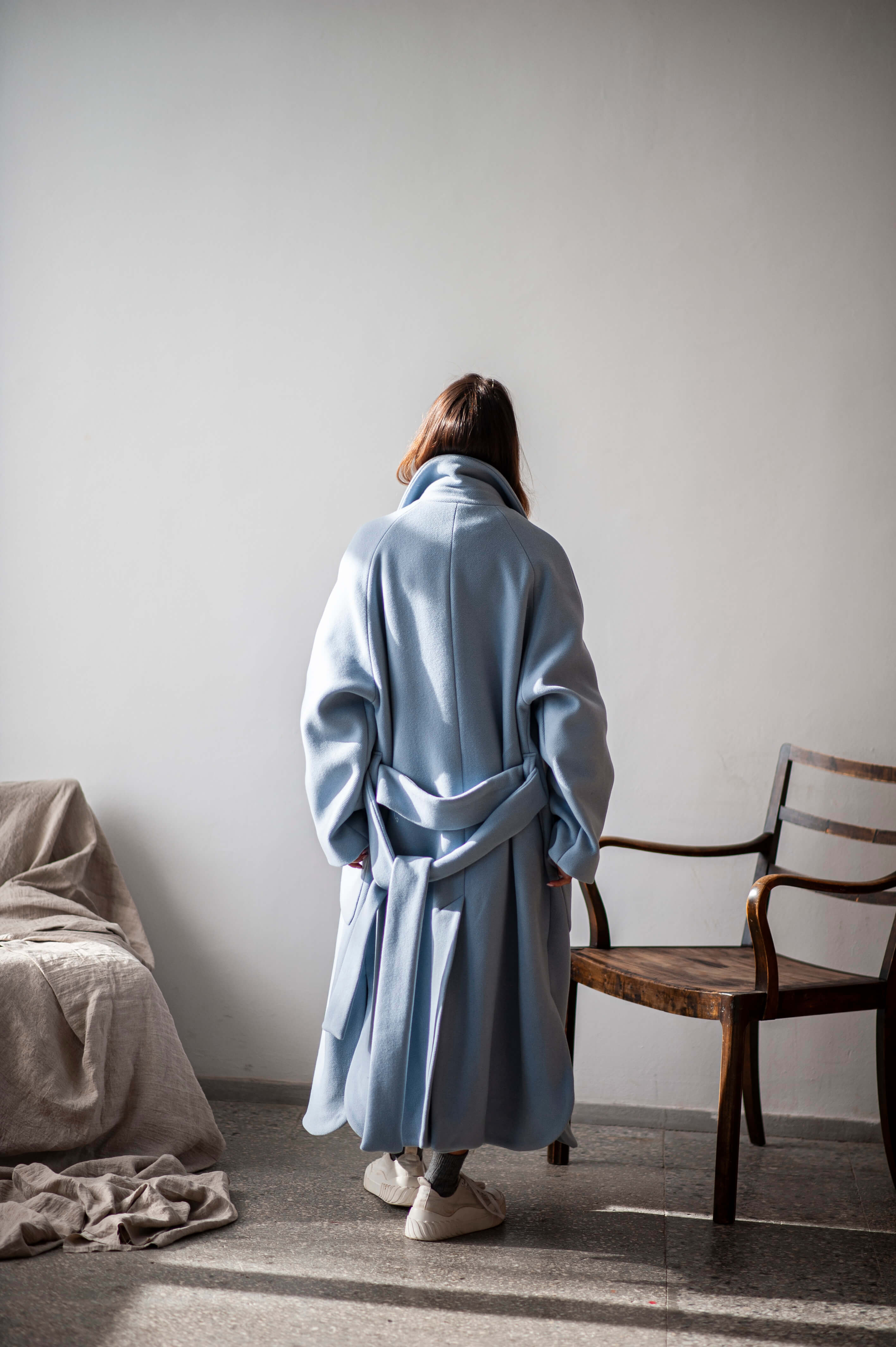 Drop shoulder maxi coat for winter