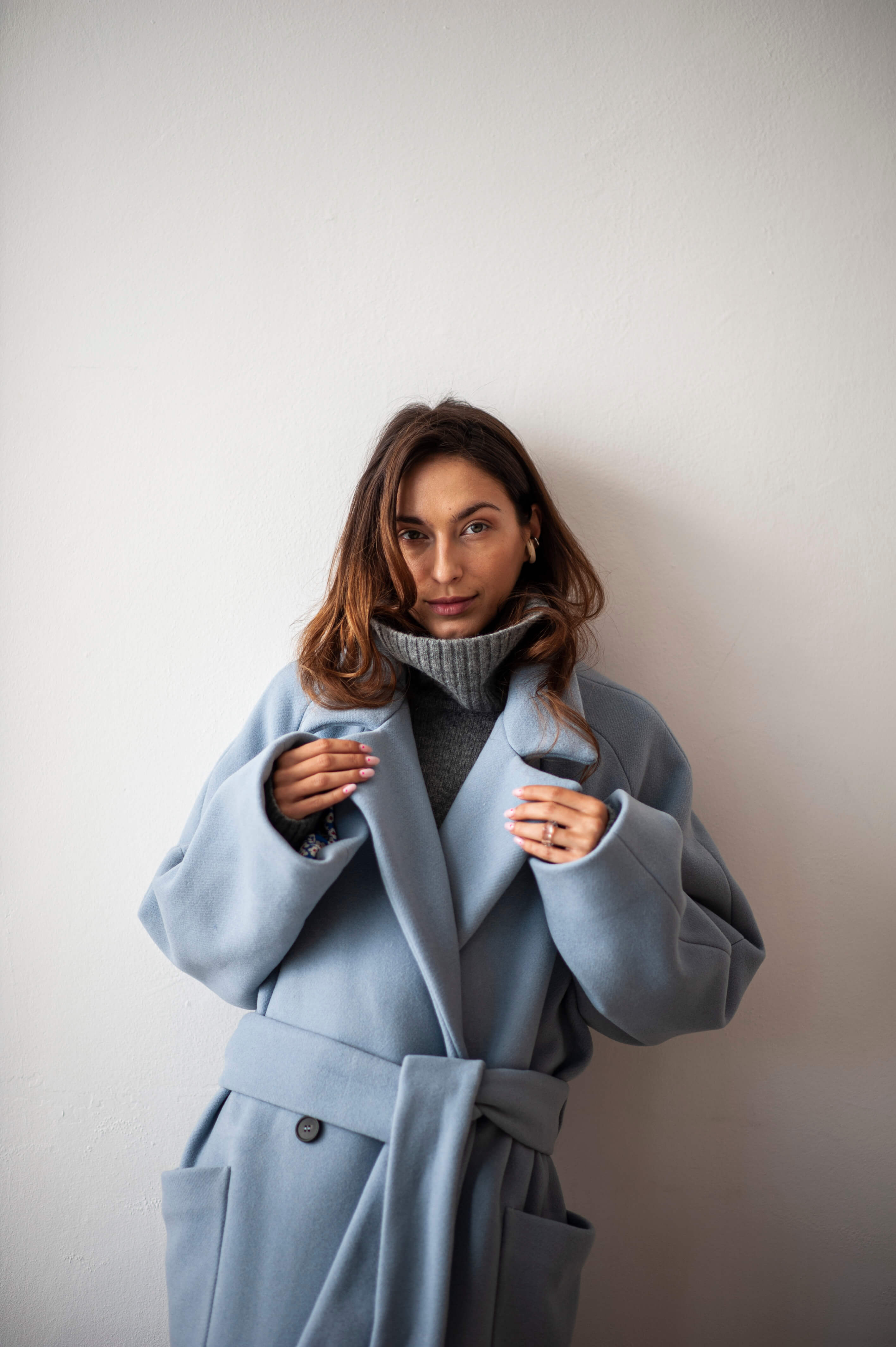 Drop shoulder maxi coat for winter