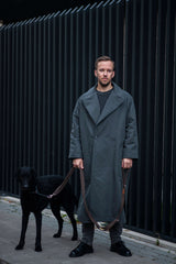 Minimalist oversized raglan sleeve trench coat for men