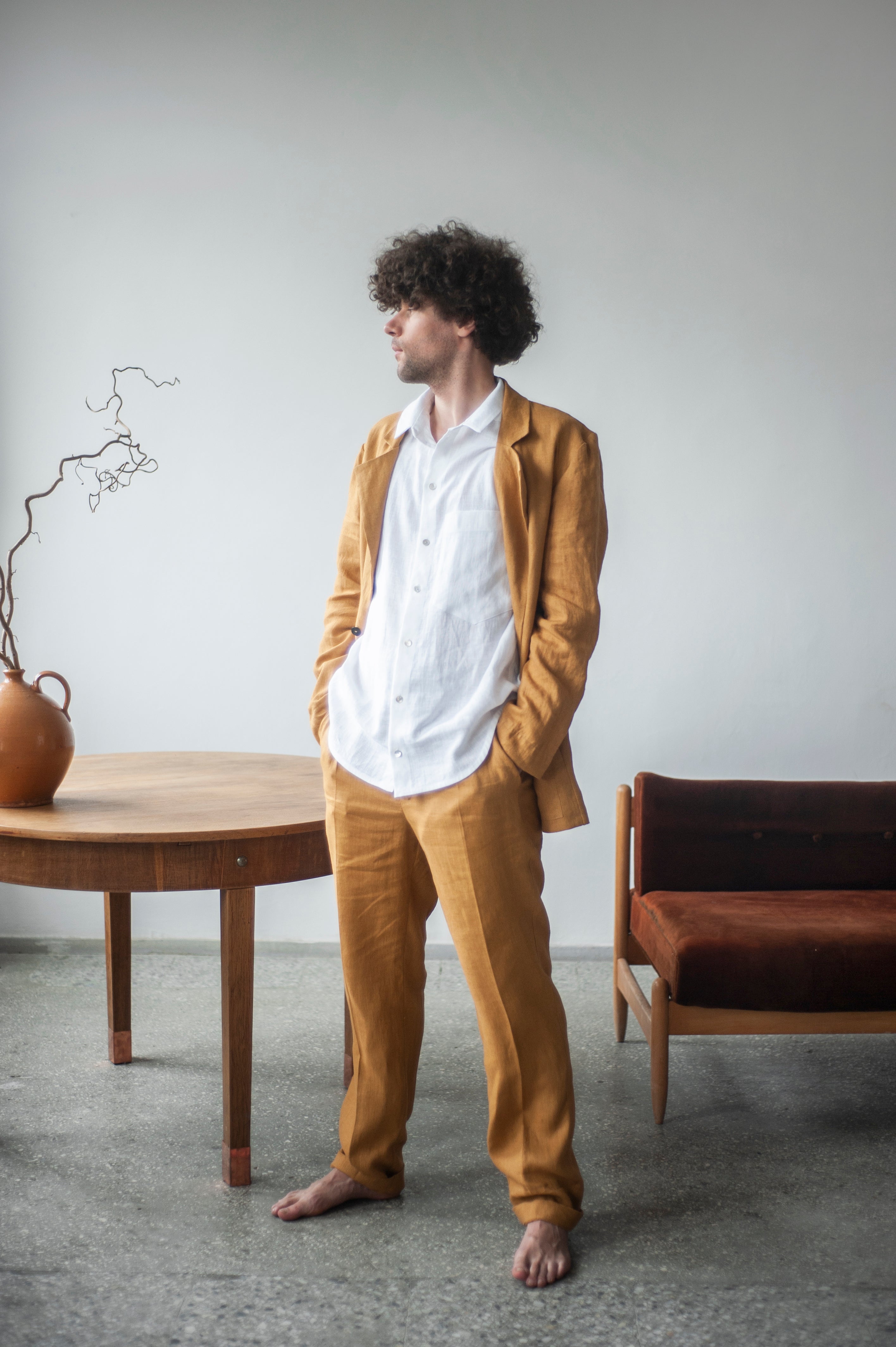 Regular-fit linen blazer