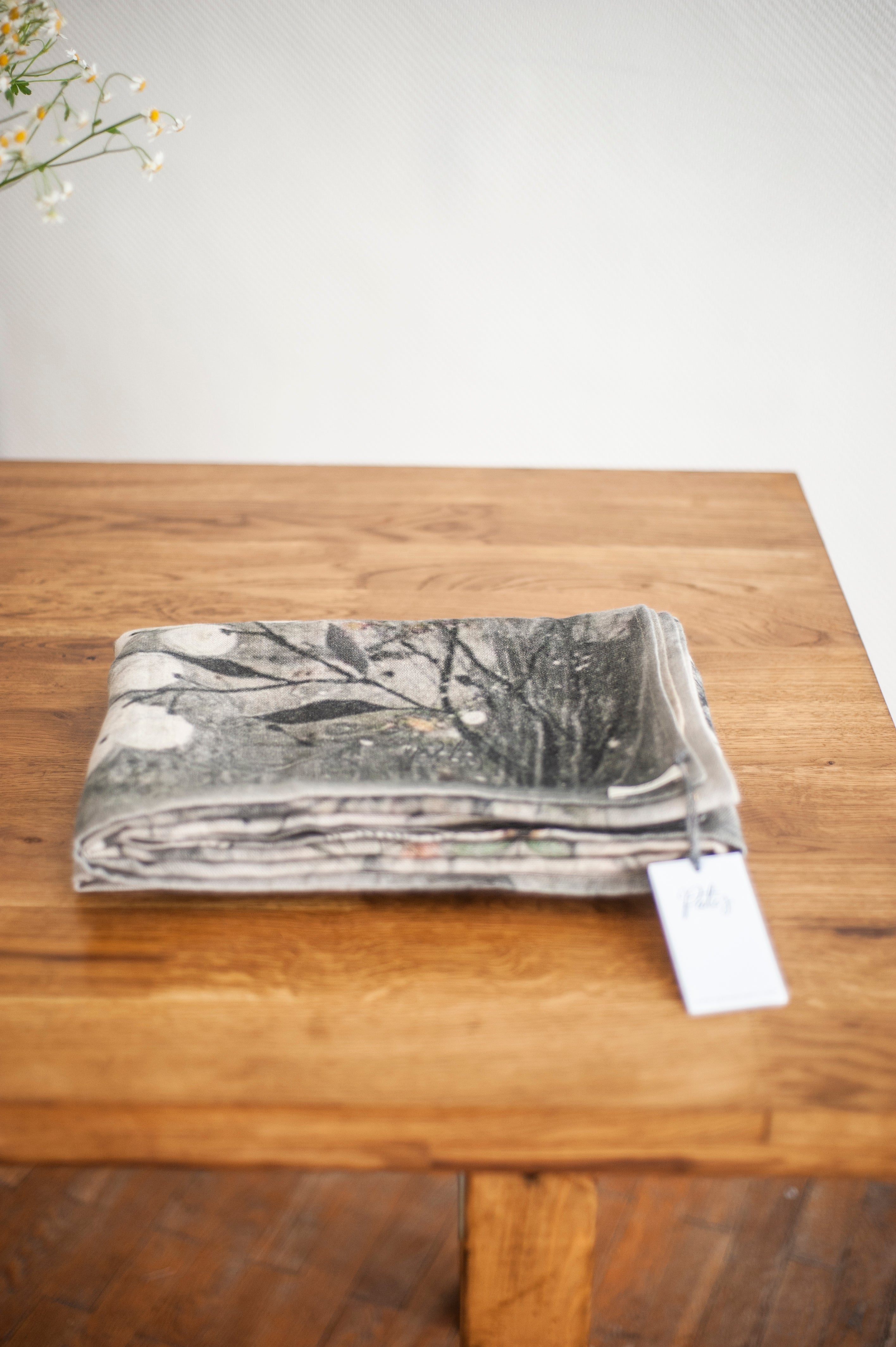 Linen throw blanket with Dragonfly print, Heavy linen tablecloth