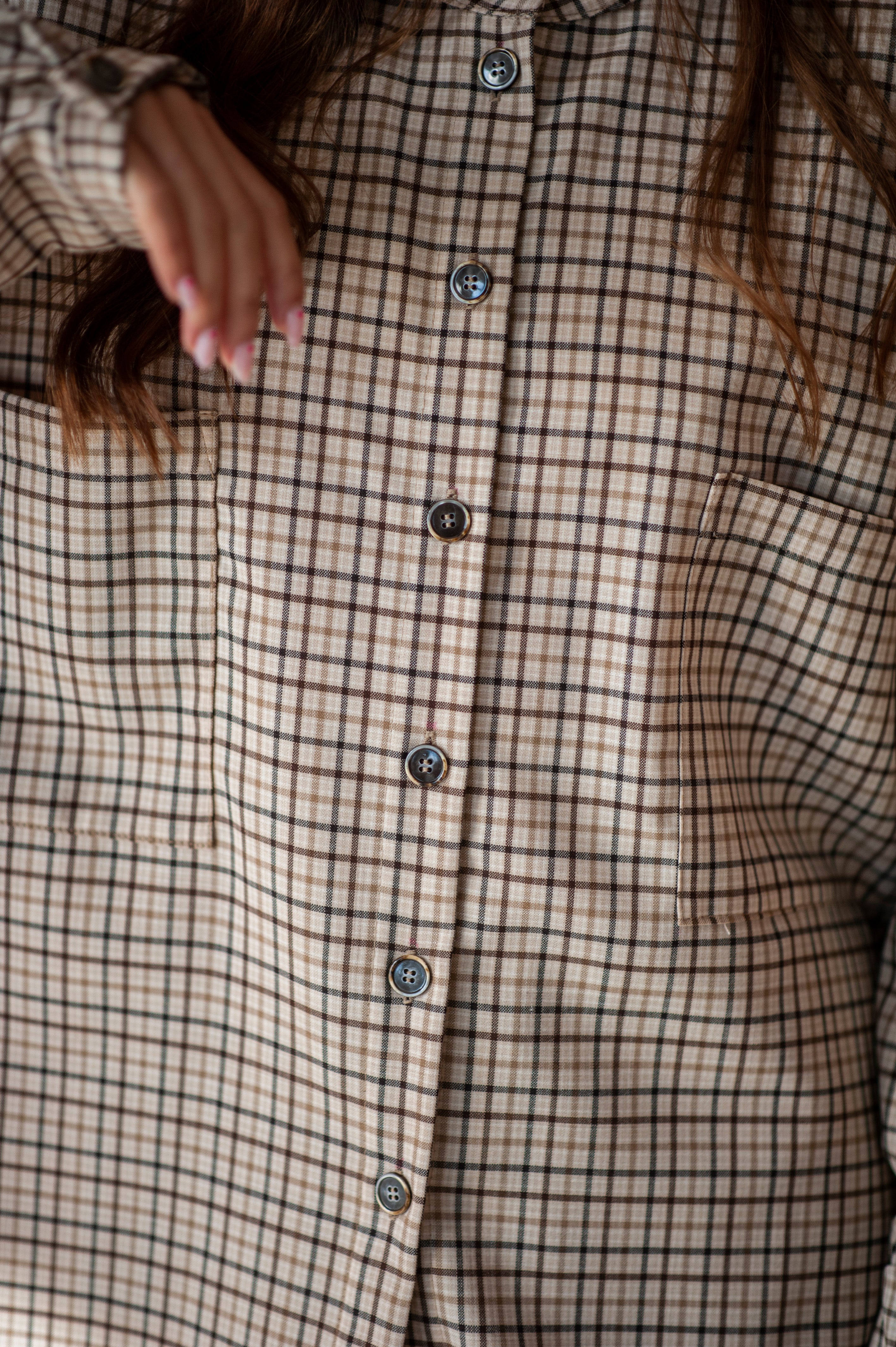 Gingham checkered oversized boyfriend style shirt for women