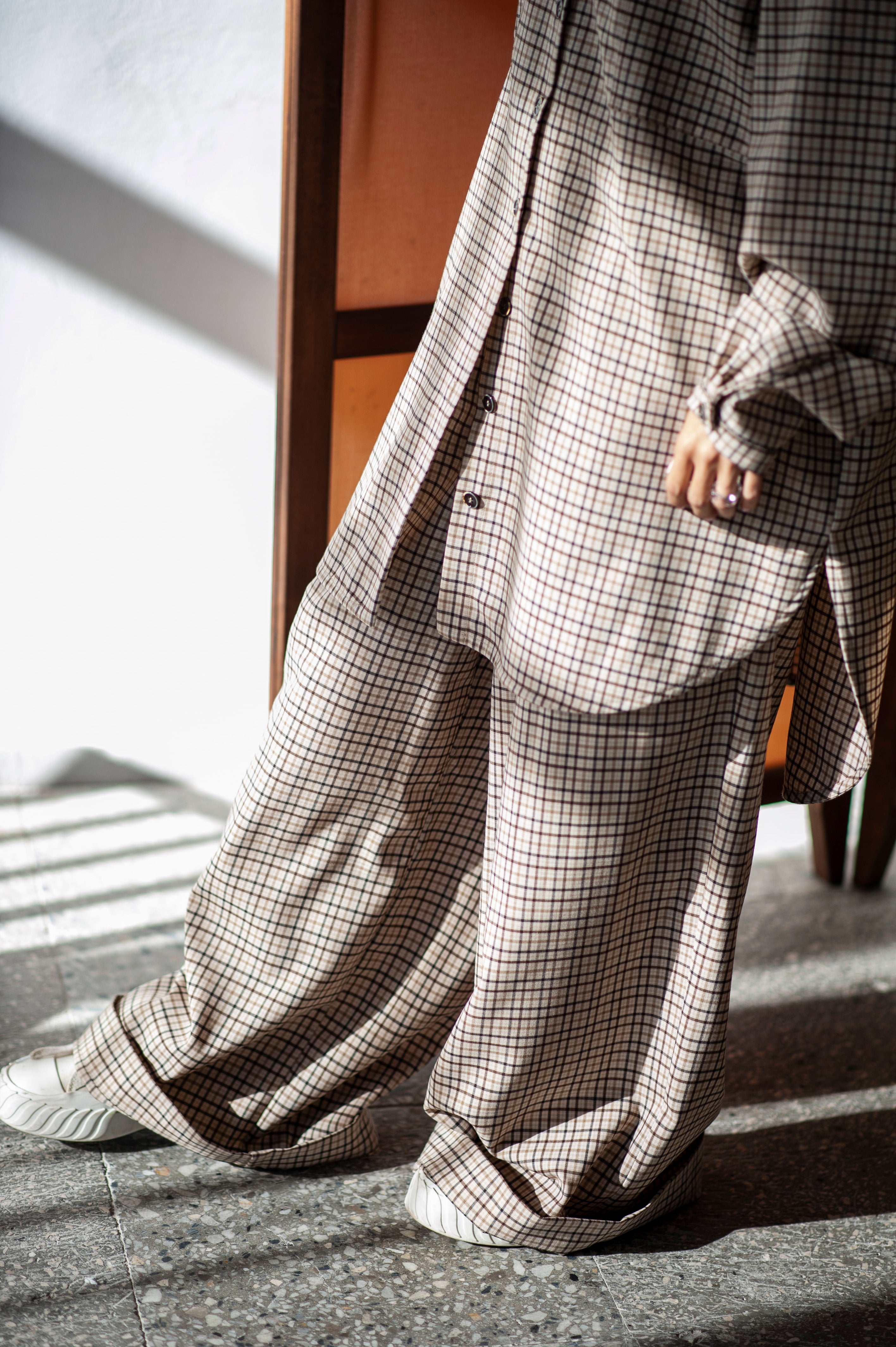 Gingham checkered oversized boyfriend style shirt for women