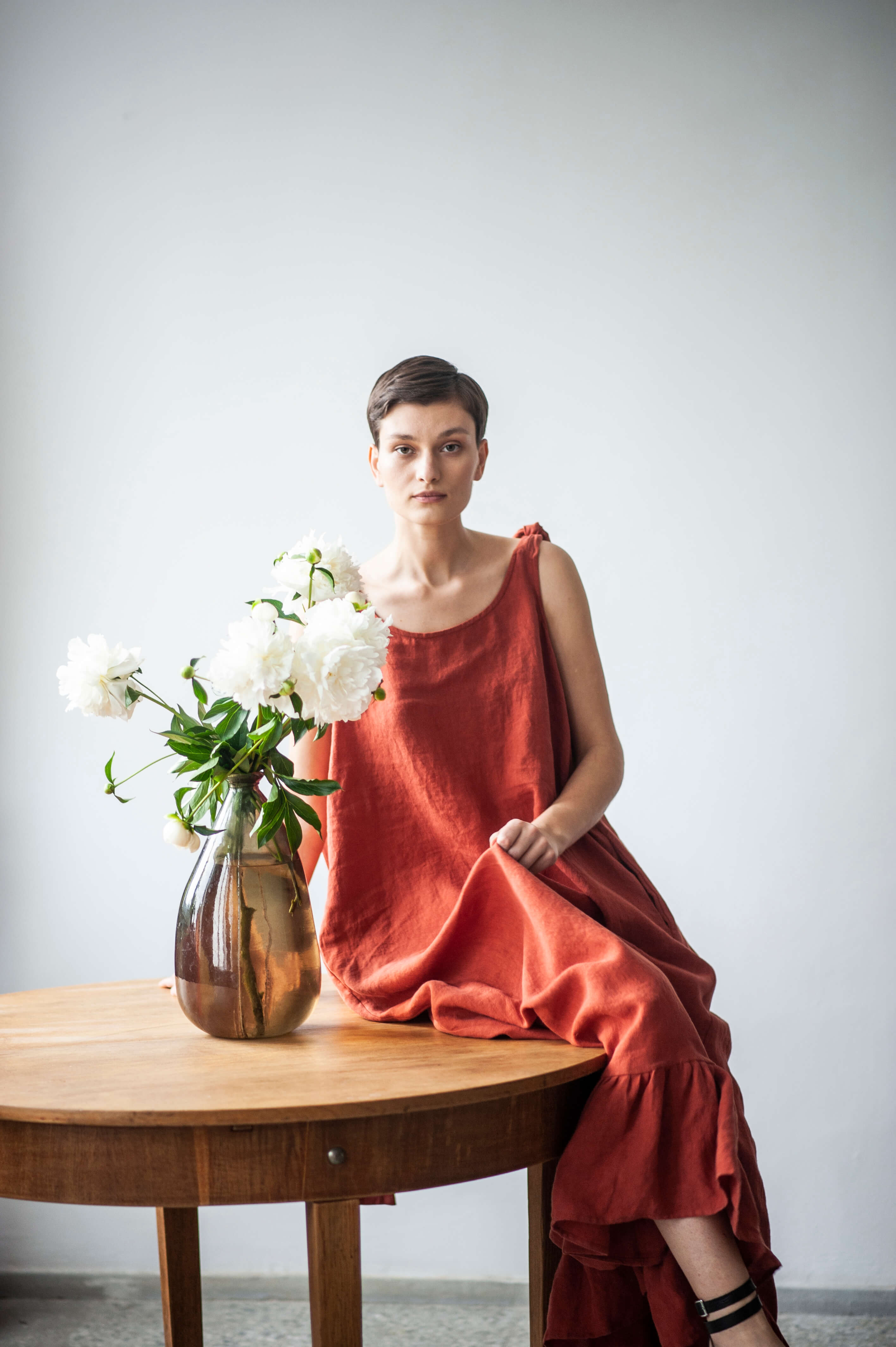 Open back linen dress SAMANTA