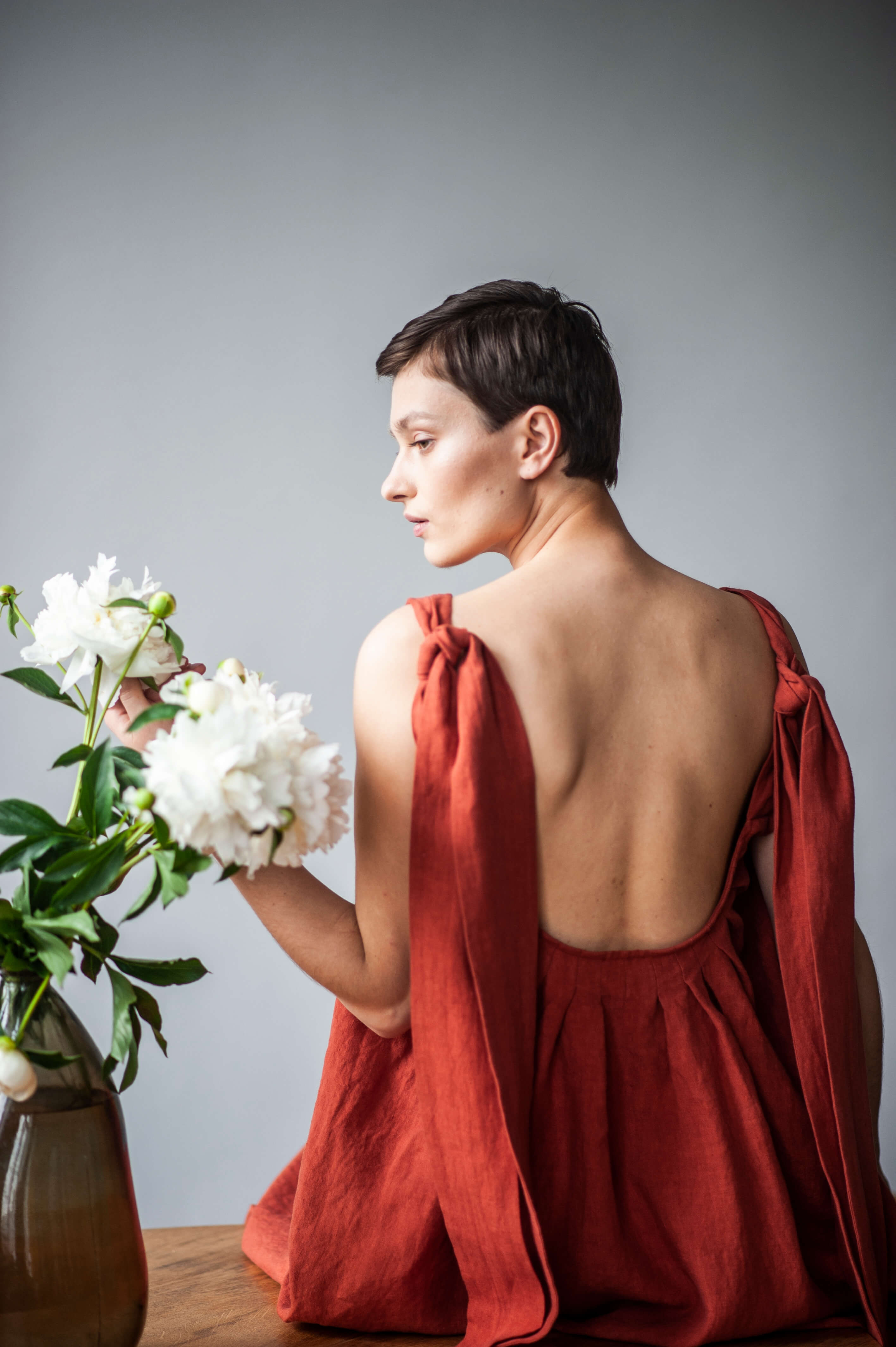Open back linen dress SAMANTA