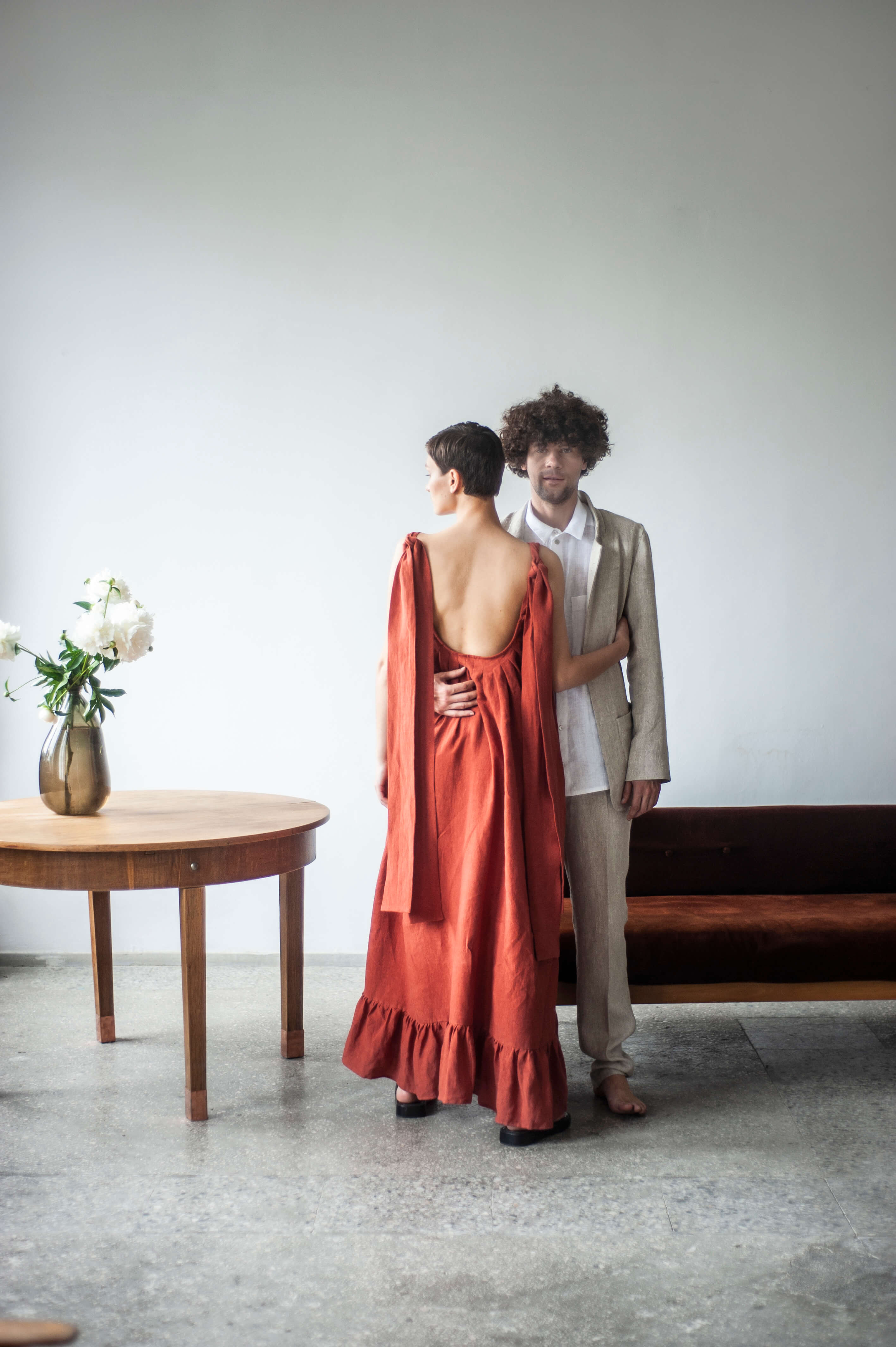 Open back linen dress SAMANTA