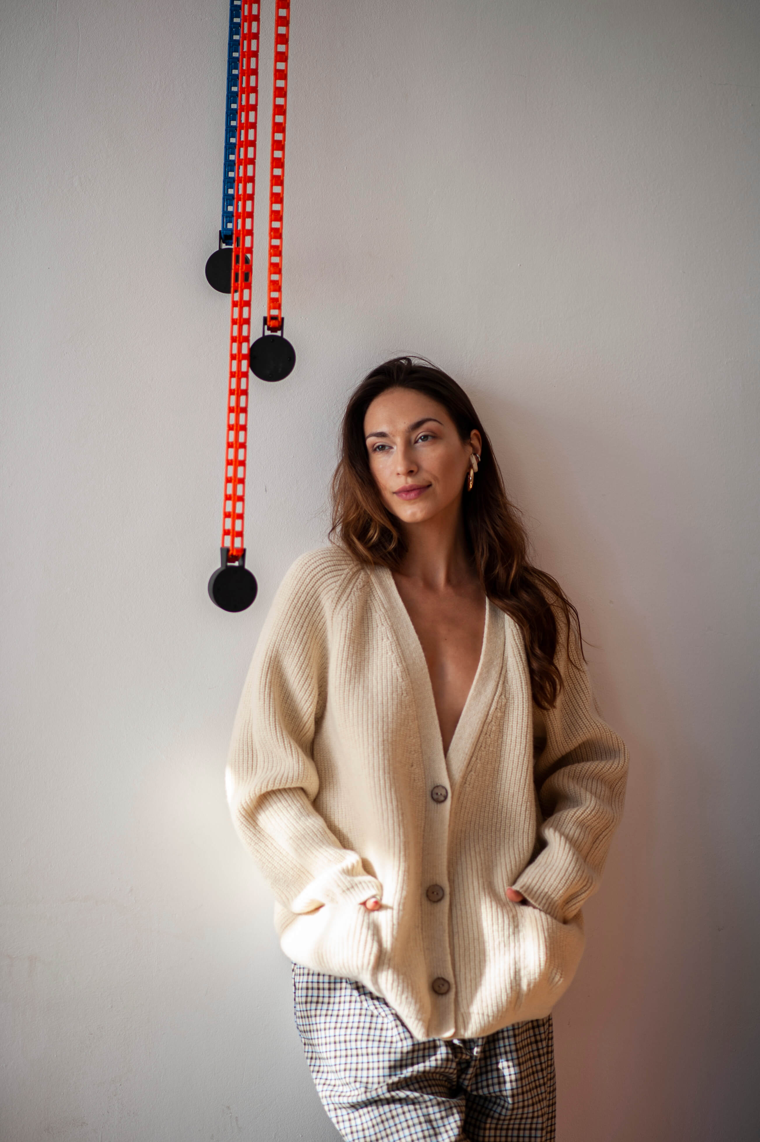 Off white merino wool knitted cardigan YUMA