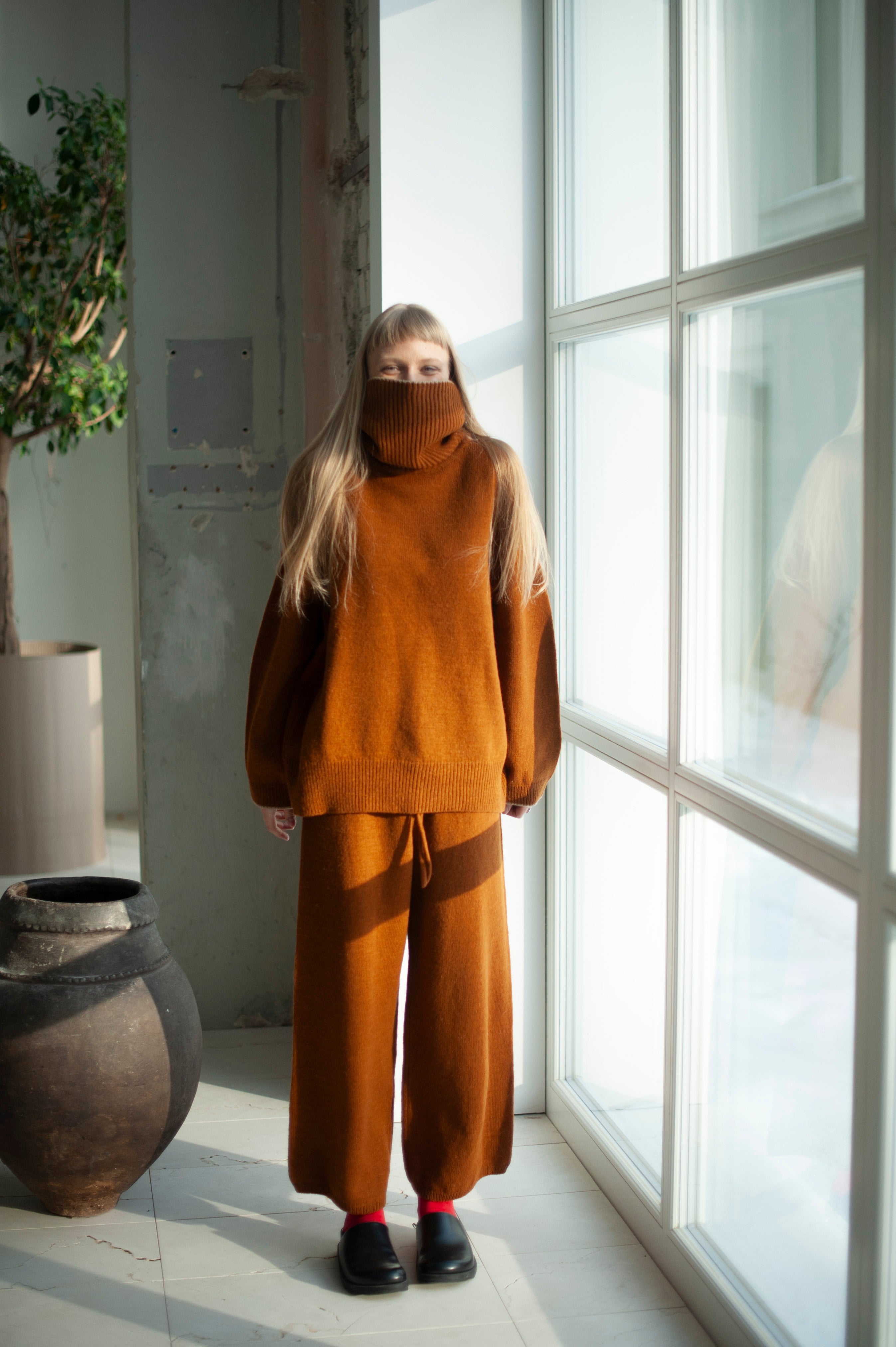 Merino Wool Palazo pants for women, Sustainable wool lounge knitwear (Copy)