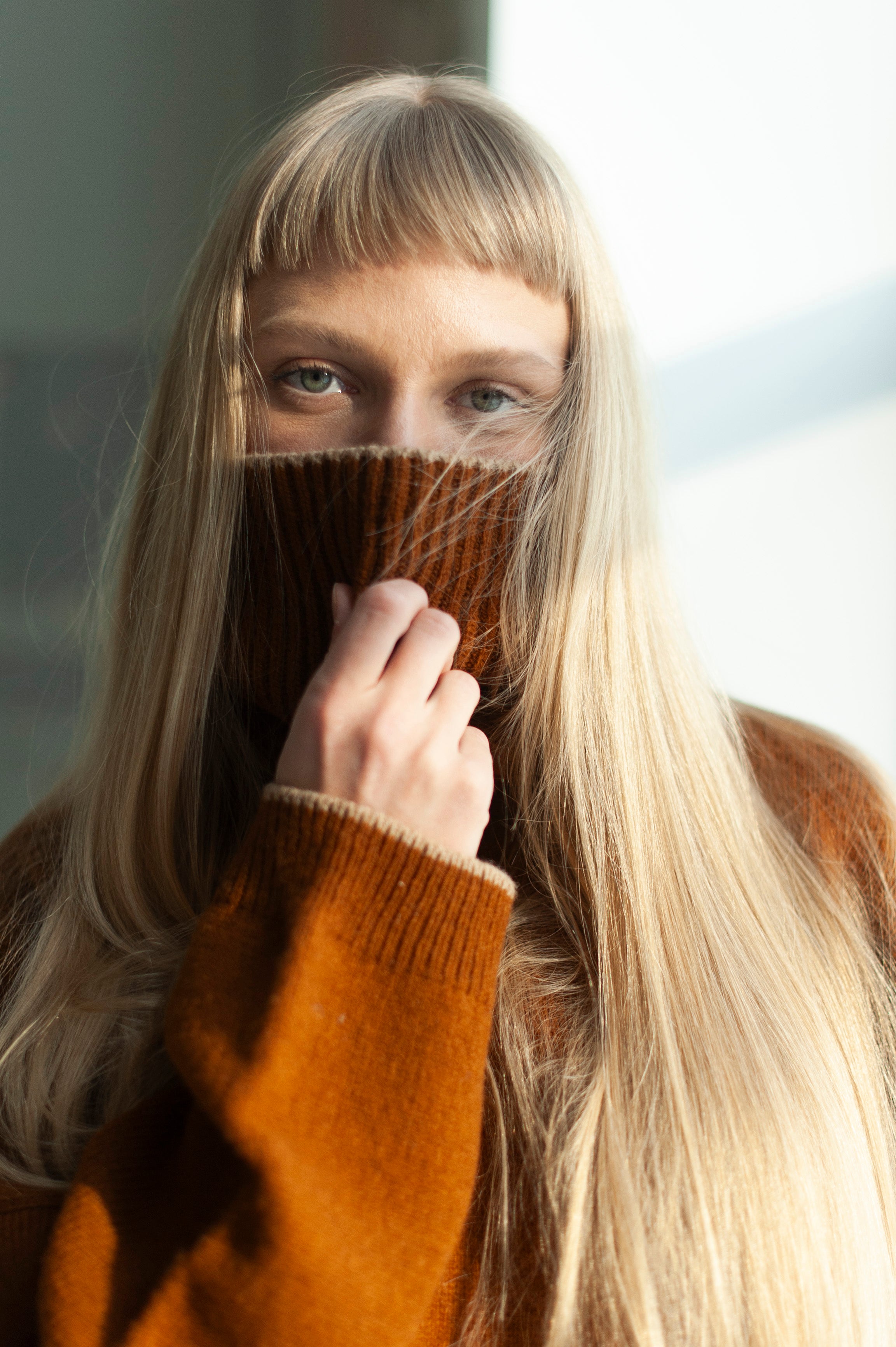 Japandi Merino Wool Cardigan, Sustainable high neck oversized neck knitwear