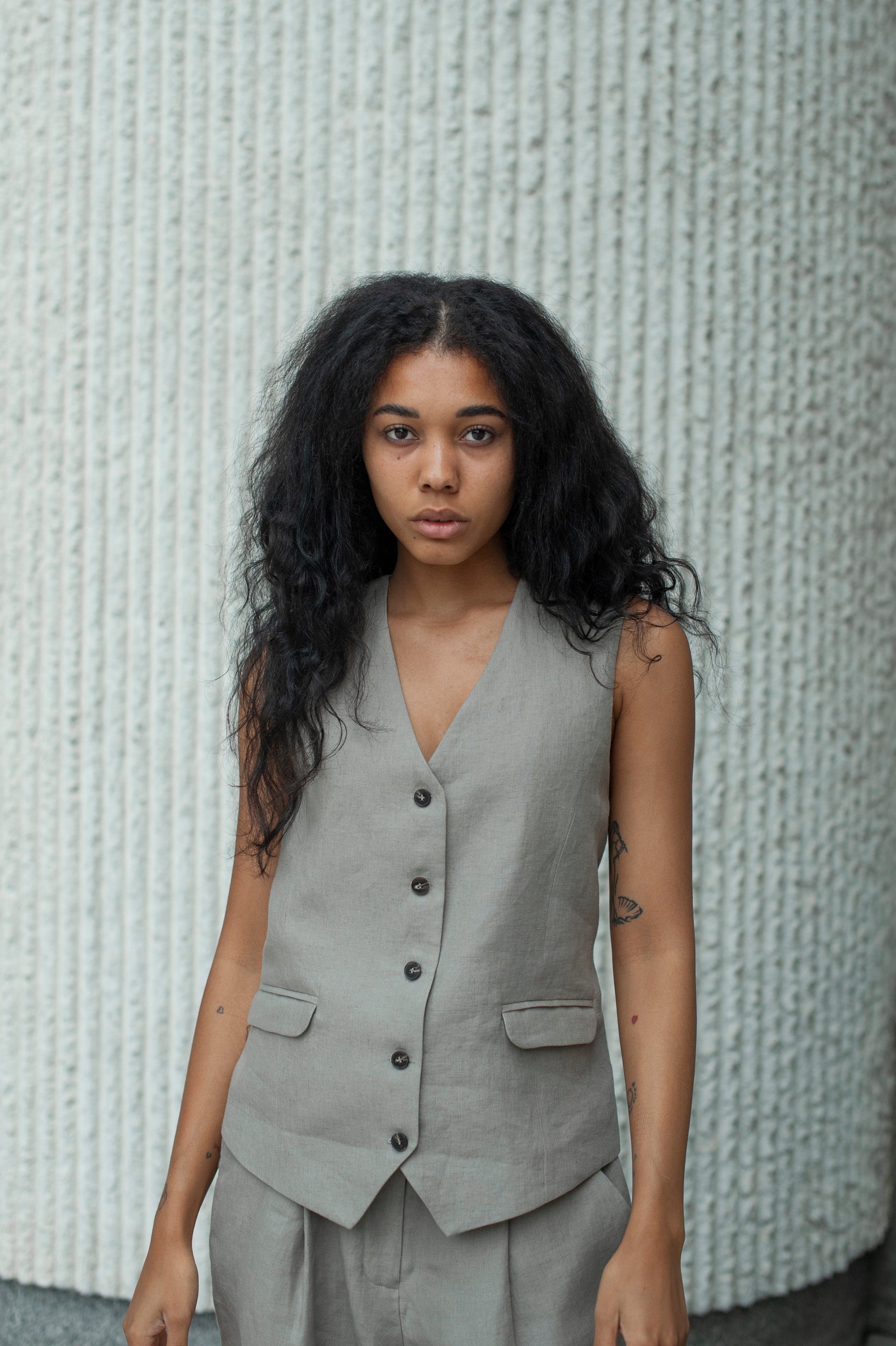 Women's linen suit vest