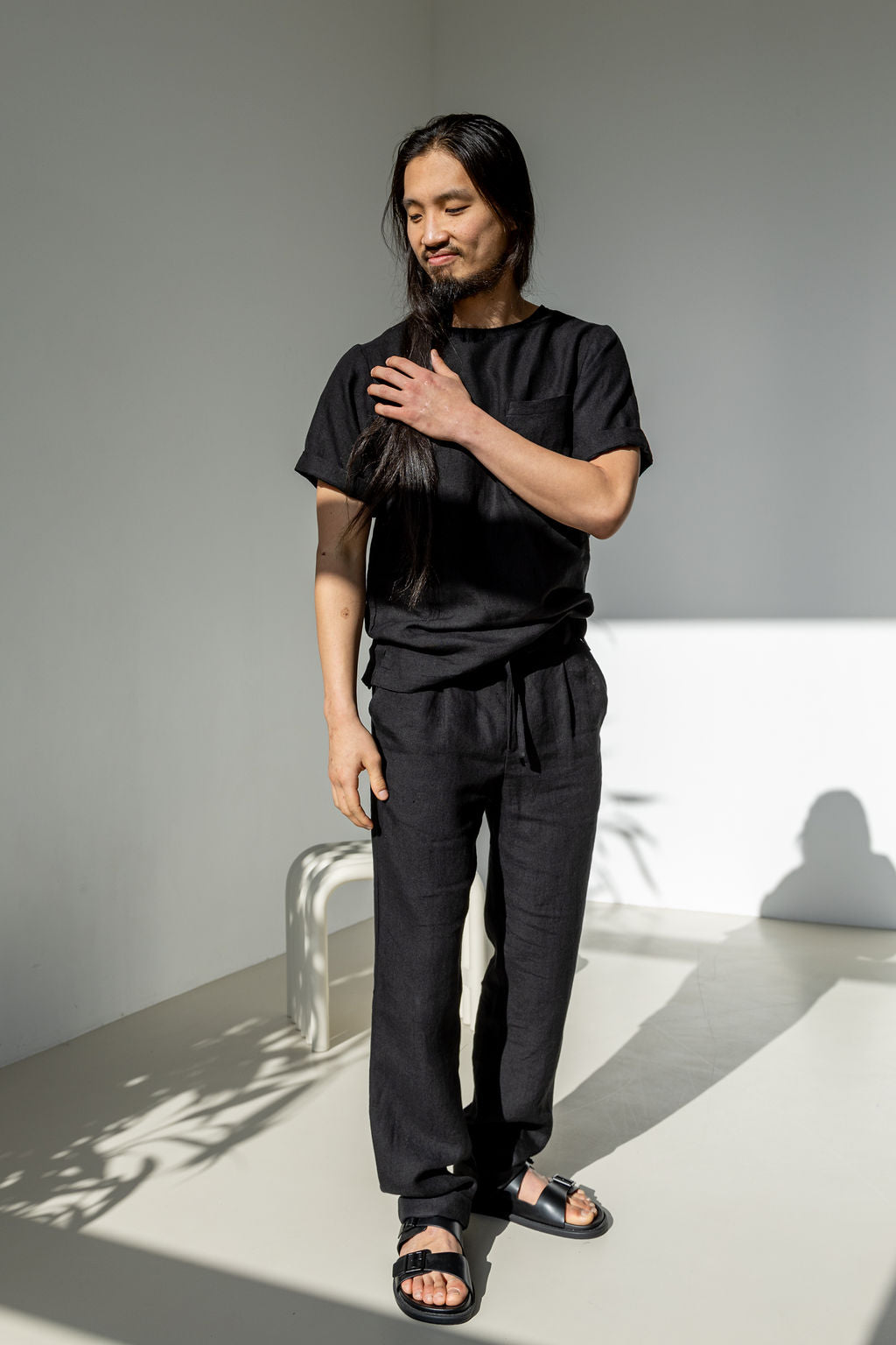 Men's  linen T-shirt and pants co-ord.