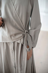 Elegant wrap shirt dress with wrap front. A beautiful option for a dinner party, day in the office, or any other occasion.