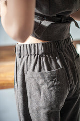 Women's masculine style pleated tweed pants