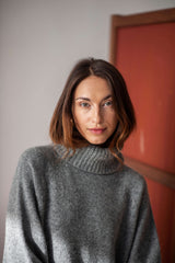 Grey Merino wool long knitted dress SANA