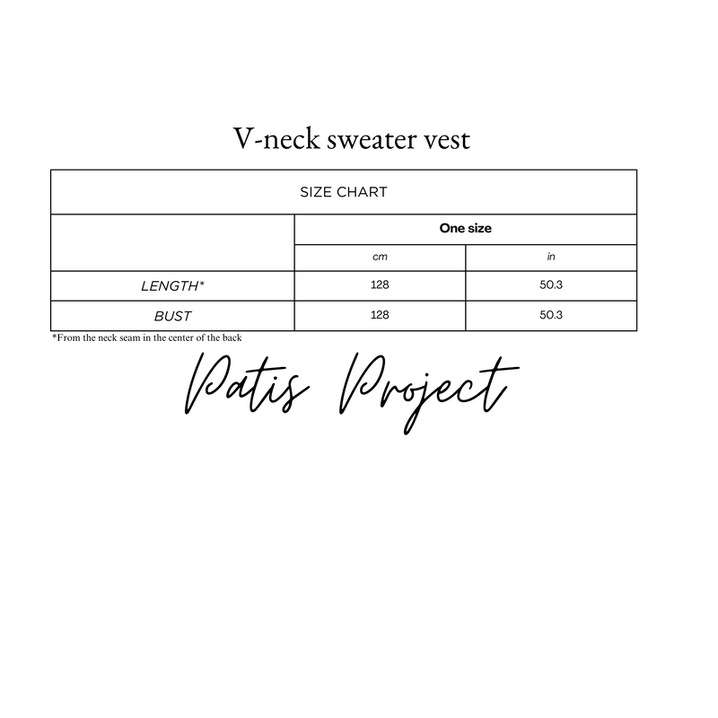 Merino wool vest - size chart - one size