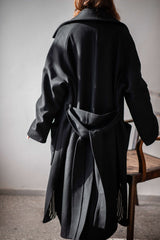 Oversize fit black long wool coat