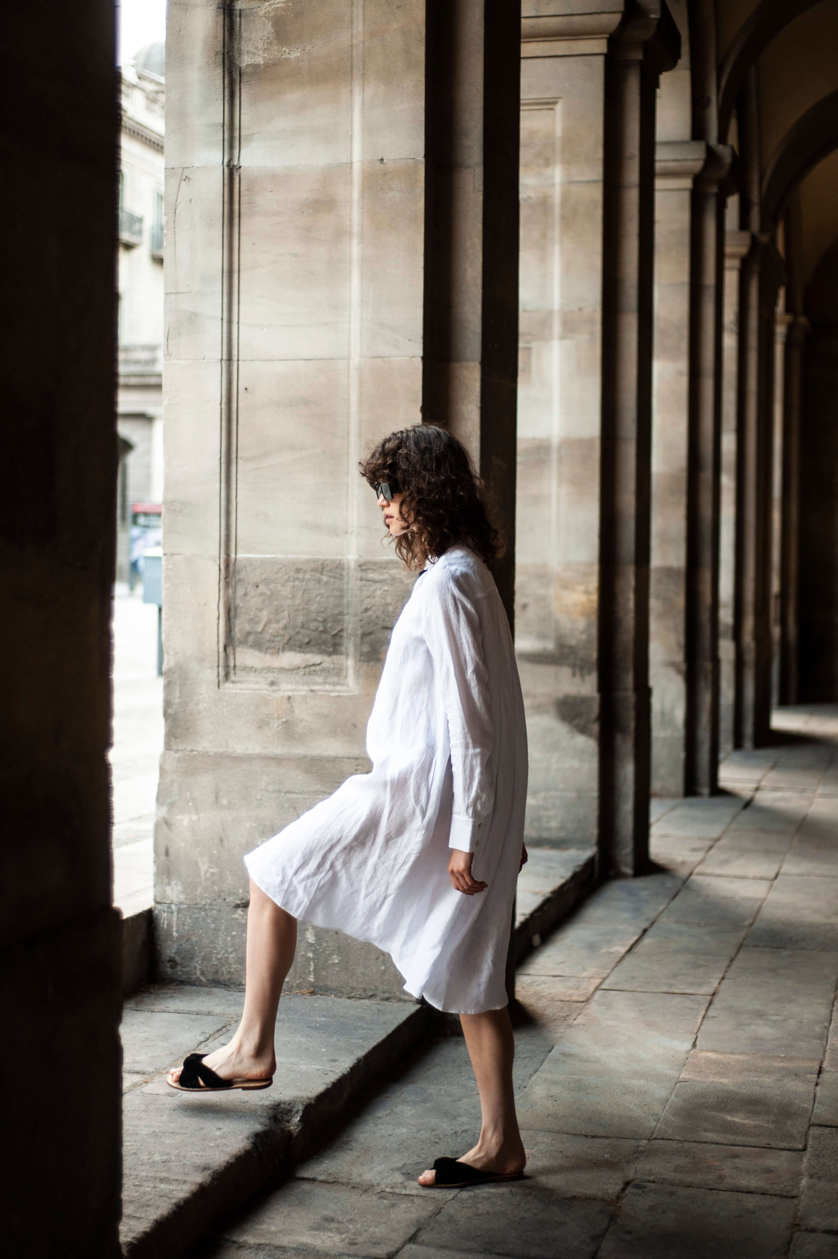 White linen shirt dress DOLLY