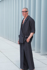 Men’s linen palazzo pants with skirt detail