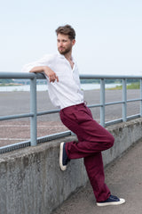 Straight-leg elasticated linen trousers