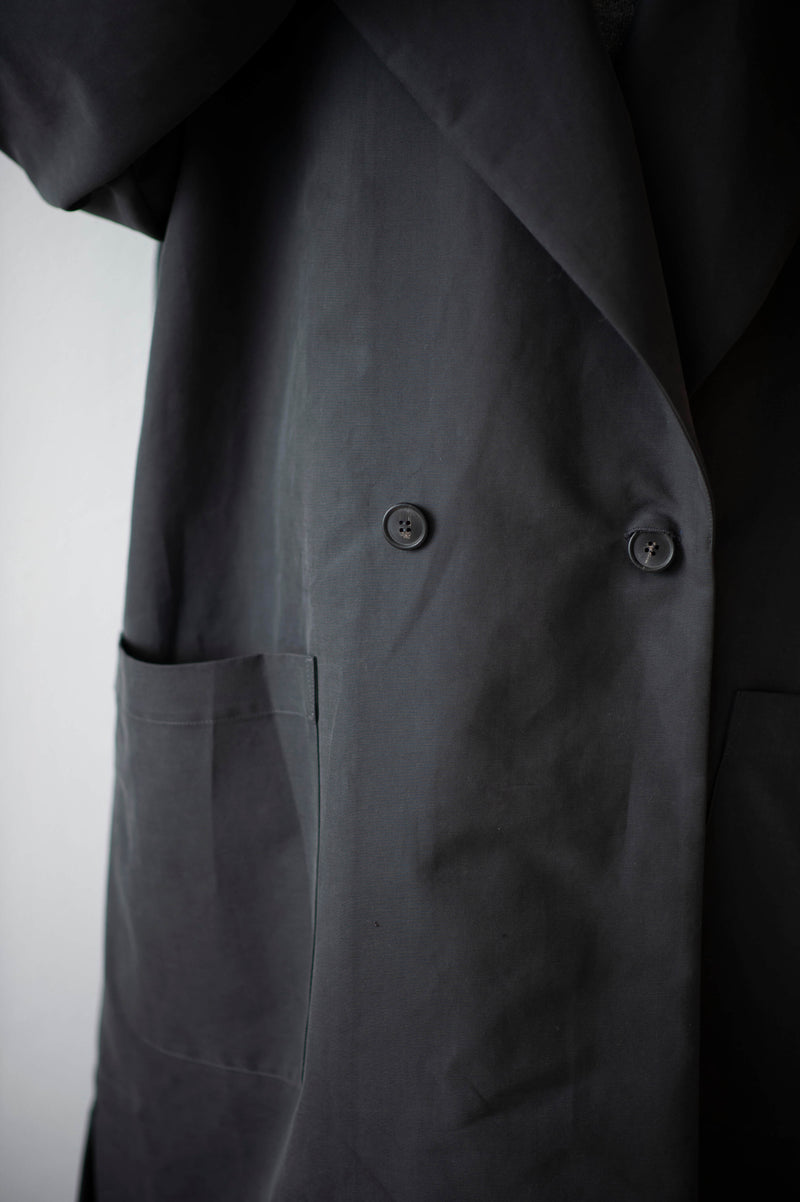 Dark grey heavy cotton long trench coat