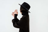 Black merino wool knitted dress with puffed sleeves HARUTO