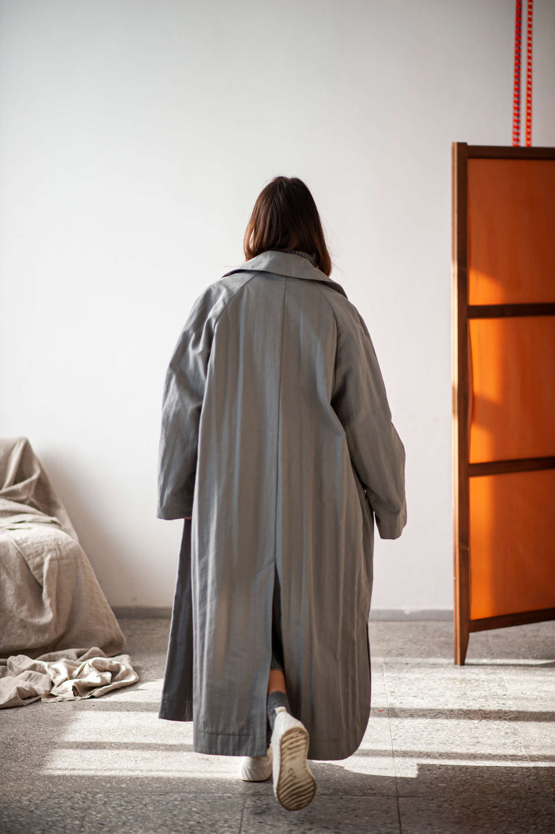 Light grey oversize fit urban trench coat