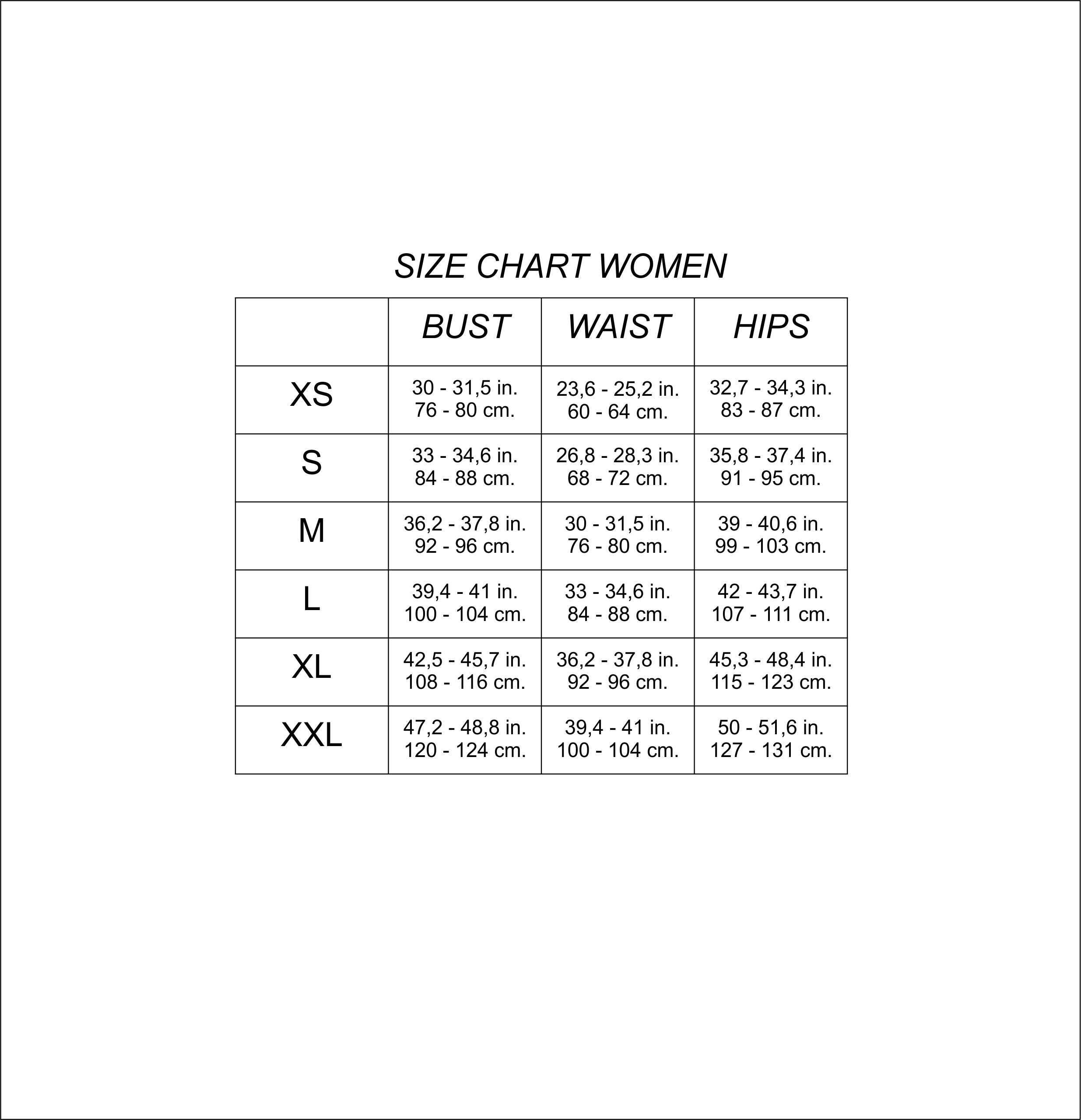 Size chart