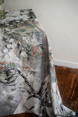 Linen throw blanket with Dragonfly print, Heavy linen tablecloth