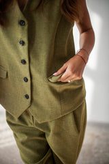 Women tweed suit waistcoat with front pockets