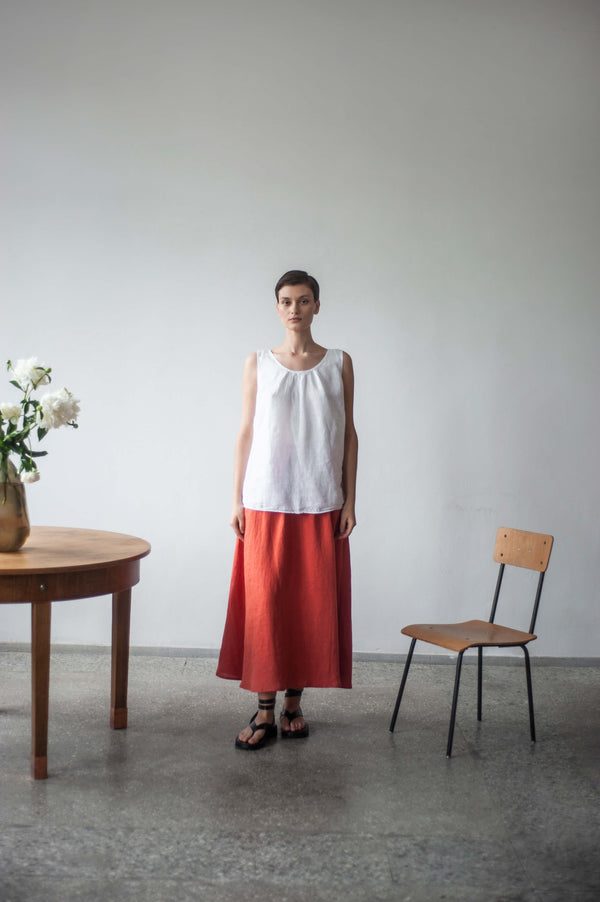 Linen relaxed fit tank top, Flax sleeveless camisole TULA