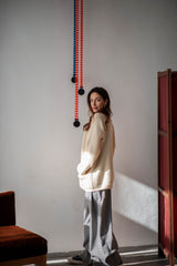 Off white merino wool knitted cardigan YUMA
